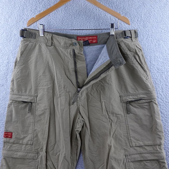 Vintage Abercrombie‎ Fitch Mens XL Military Cargo Pants Utility Pockets Belted